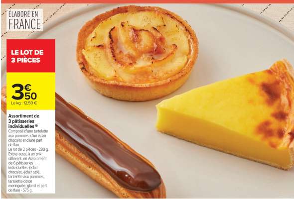 Assortiment de 3 pâtisseries individuelles