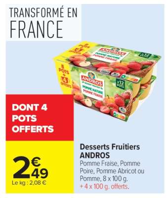 Desserts fruitiers ANDROS