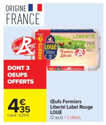Œufs Fermiers Liberté Label Rouge LOUE