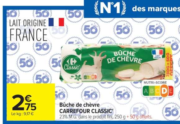 Bûche de chèvre CARREFOUR CLASSIC'