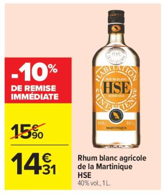 Rhum Blanc Agricole de la Martinique "HSE"