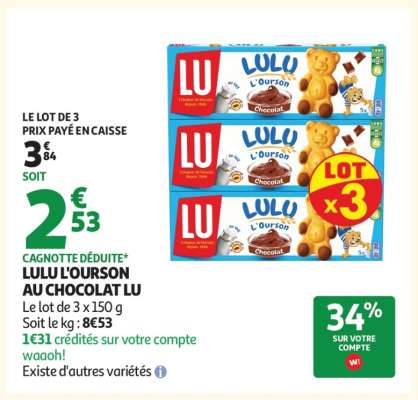 Lulu L'ourson Au Chocolat Lu