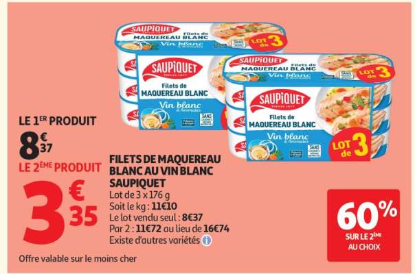 FILETS DE MAQUEREAU BLANC AU VIN BLANC SAUPIQUET
