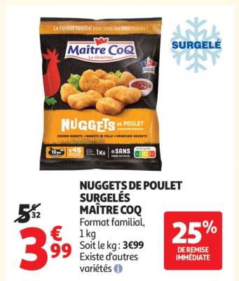 Nuggets De Poulet Surgelés Maître Coq