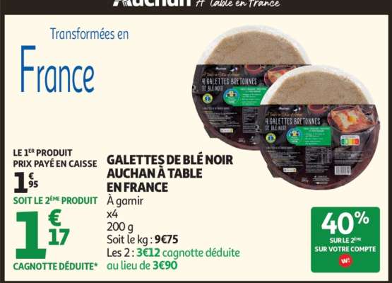 GALETTES DE BLÉ NOIR AUCHAN À TABLE EN FRANCE
