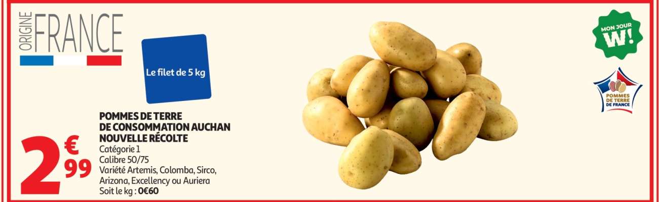 Pommes De Terre De Consommation Auchan Nouvelle Récolte