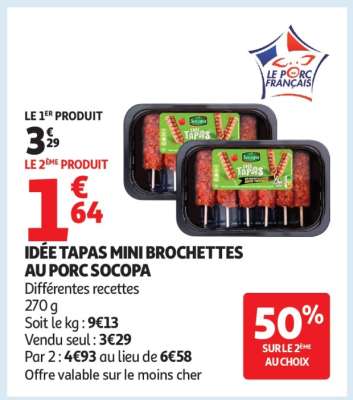 IDÉE TAPAS MINI BROCHETTES AU PORC SOCOPA