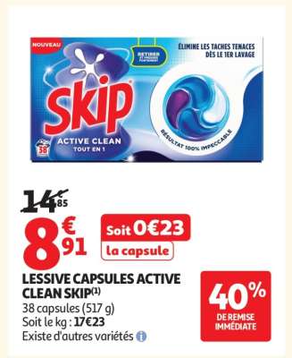 LESSIVE CAPSULES ACTIVE CLEAN SKIP