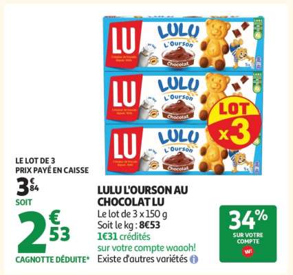 Lulu L'ourson Au Chocolat Lu