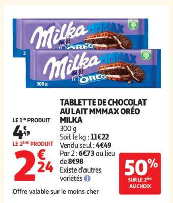 TABLETTE DE CHOCOLAT AU LAIT MMMAX ORÉO MILKA