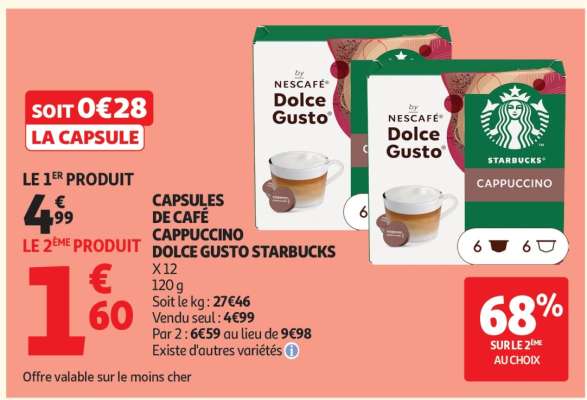 CAPSULES DE CAFÉ CAPPUCCINO DOLCE GUSTO STARBUCKS