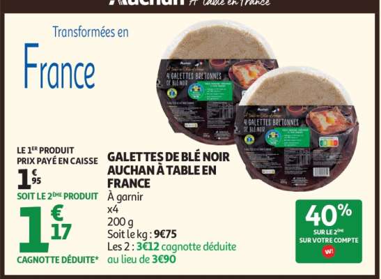 GALETTES DE BLÉ NOIR AUCHAN À TABLE EN FRANCE
