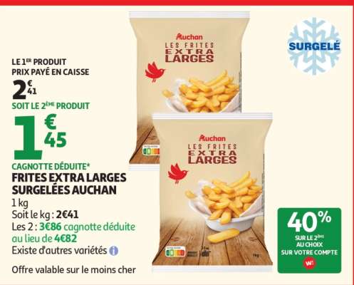 FRITES EXTRA LARGES SURGELÉES AUCHAN
