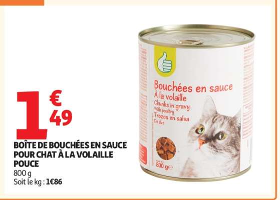 BOÎTE DE BOUCHÉES EN SAUCE POUR CHAT À LA VOLAILLE POUCE
