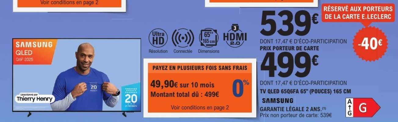 TV QLED 65Q60A (65” pouces) 165 CM