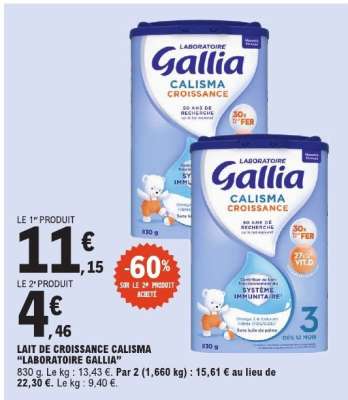Lait de Croissance Calisma 'Laboratoire Gallia'