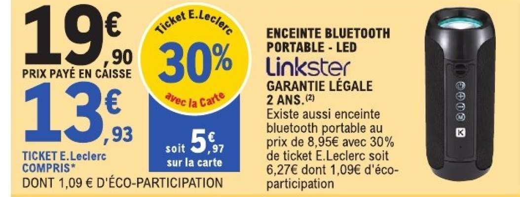 ENCEINTE BLUETOOTH PORTABLE - LED