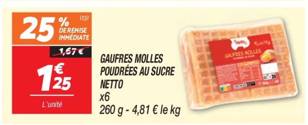 GAUFRES MOLLES POUDRÉES AU SUCRE NETTO