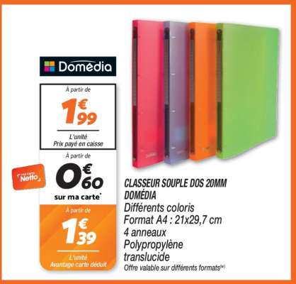 CLASSEUR SOUPLE DOS 20MM DOMÉDIA