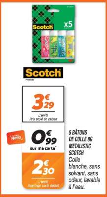 5 BÂTONS DE COLLE 8G METALISTIC SCOTCH