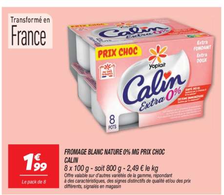 FROMAGE BLANC NATURE 0% MG PRIX CHOC CALIN