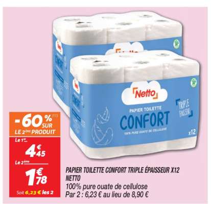 PAPIER TOILETTE CONFORT TRIPLE ÉPAISSEUR X12 NETTO