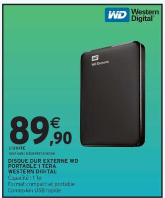 DISQUE DUR EXTERNE WD PORTABLE 1 TERA WESTERN DIGITAL