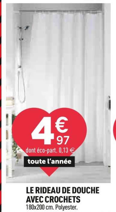 LE RIDEAU DE DOUCHE AVEC CROCHETS