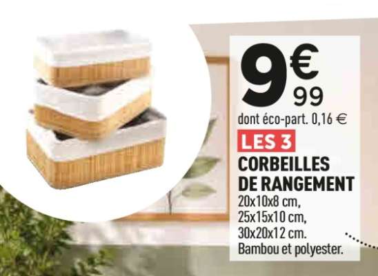 LES 3 CORBEILLES DE RANGEMENT