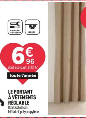 LE PORTANT À VÊTEMENTS RÉGLABLE