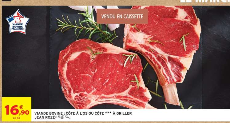 Viande Bovine : Côte à l'os ou Côte *** à Griller Jean Rozé