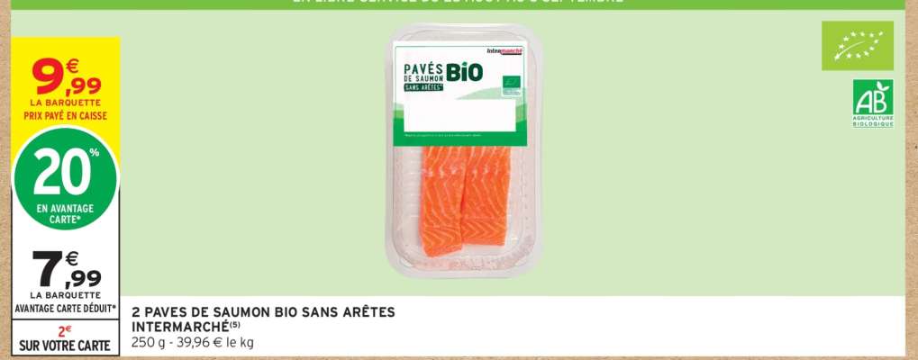 2 PAVES DE SAUMON BIO SANS ARÊTES