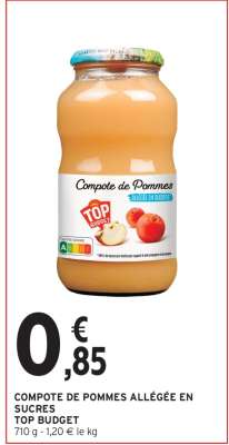 COMPOTE DE POMMES ALLÉGÉE EN SUCRES