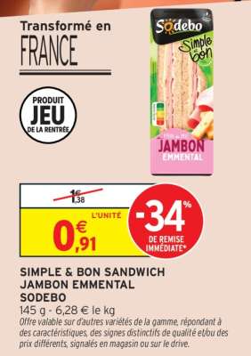 SIMPLE & BON SANDWICH JAMBON EMMENTAL