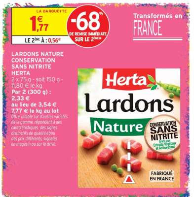 Lardons Nature Conservation Sans Nitrite 'Herta'