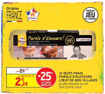 12 ŒUFS FRAIS PAROLE D'ÉLEVEURS L'ŒUF DE NOS VILLAGES