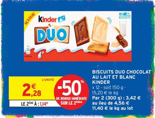 Biscuits Duo Chocolat au Lait et Blanc Kinder