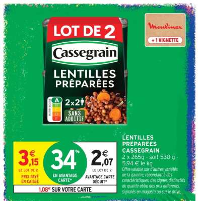 LENTILLES PRÉPARÉES “CASSEGRAIN”