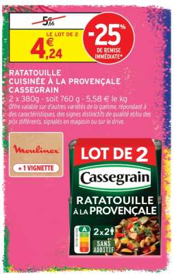 Ratatouille Cuisinée À La Provençale Cassegrain