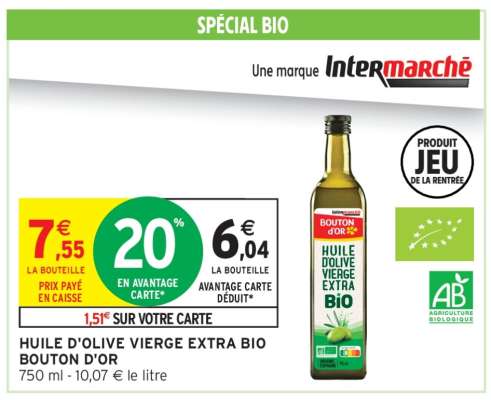 HUILE D'OLIVE VIERGE EXTRA BIO BOUTON D'OR