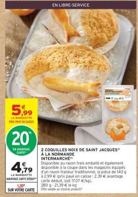 2 COQUILLES NOIX DE SAINT JACQUES À LA NORMANDE