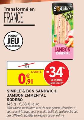 SIMPLE & BON SANDWICH JAMBON EMMENTAL SODEBO