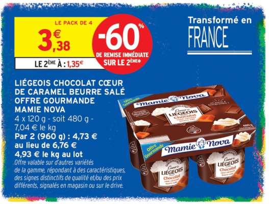 Liégeois Chocolat Cœur de Caramel Beurre Salé Mamie Nova