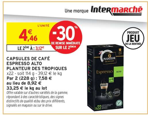 CAPSULES DE CAFÉ ESPRESSO ALTO PLANTEUR DES TROPIQUES