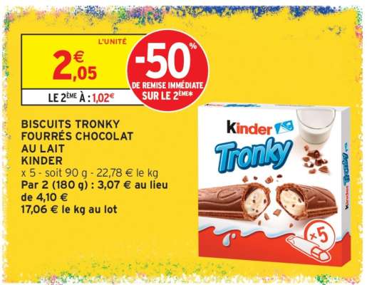 Biscuits Tronky Fourrés Chocolat au Lait Kinder