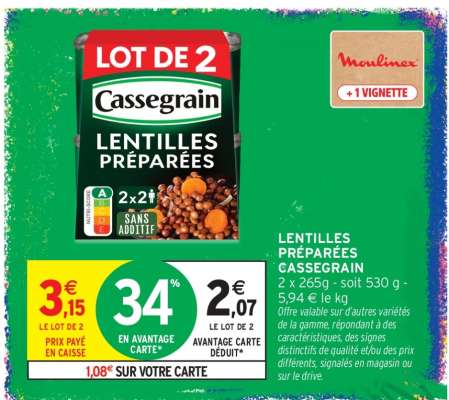 LENTILLES PRÉPARÉES “CASSEGRAIN”