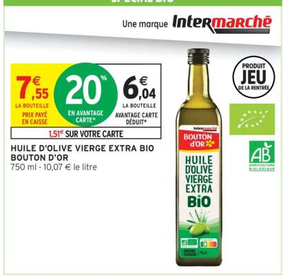 HUILE D'OLIVE VIERGE EXTRA BIO BOUTON D'OR