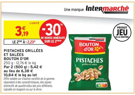 PISTACHES GRILLÉES ET SALÉES BOUTON D'OR