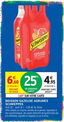 BOISSON GAZEUSE AGRUMES SCHWEPPES
