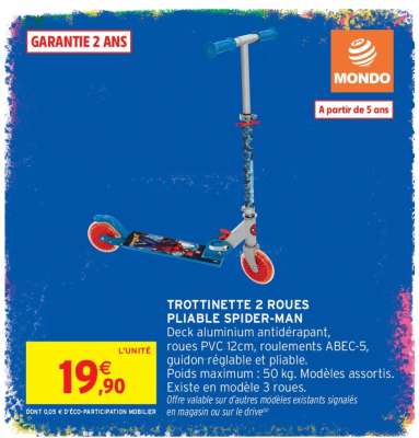 Trottinette 2 Roues Pliable Spider-Man
